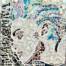 mosaic portrait using shades of blue and purple of Madonna